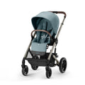 Cybex Balios S Lux Toddler and Baby Stroller with Reversible Seat, Unique One-Pull Harness, and Multiple Recline - Travel System Ready, with One Hand Fold, Silver Frame/Ocean Blue Seat