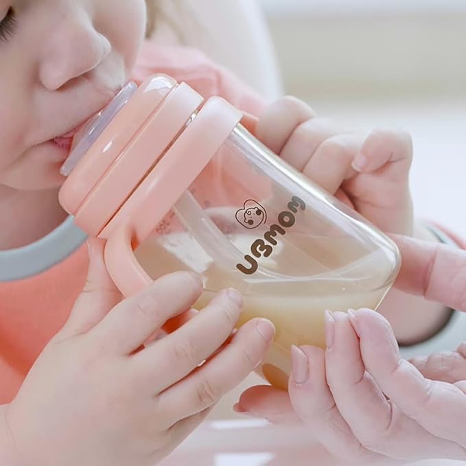 UBMOM No-spill, Backflow prevention Sippy Cup with Straw, PPSU Learner Cup with Handle for Baby and Toddlers, BPA free, 6.76oz (Banana)