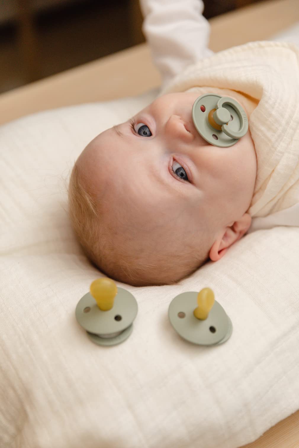 BIBS Pacifiers Colour Collection | Natural Rubber Baby Pacifier | Round Nipple | Set of 2 BPA-Free Soothers | Made in Denmark | 6+ Months (Pack of 2) | Ivory