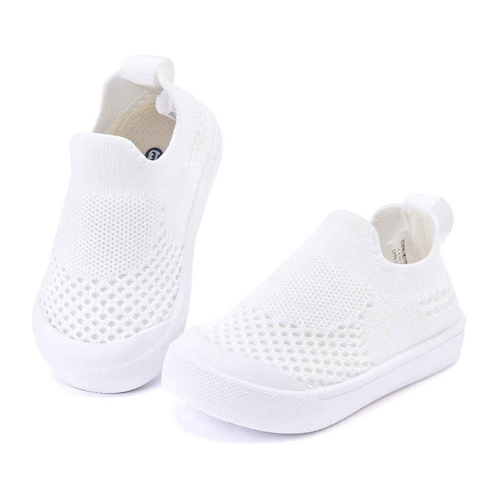 BMCiTYBM Toddler Walking Shoes Baby Boy Girl Barefoot Sneakers White Size 8