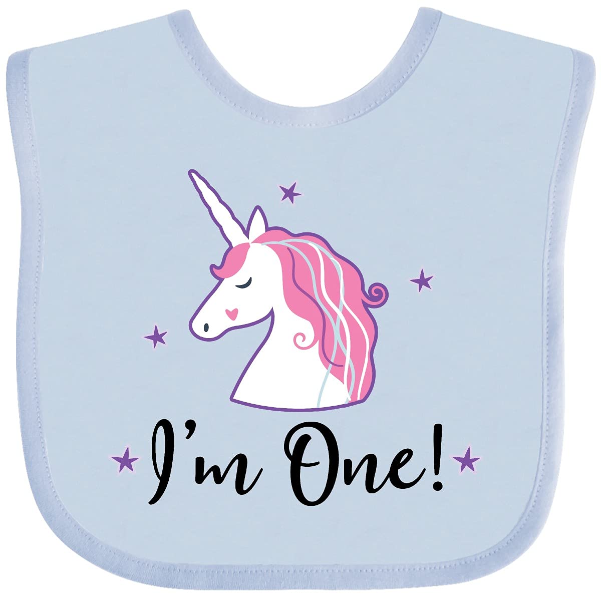 inktastic 1st Birthday Unicorn Baby Bib Light Blue 2b4b8