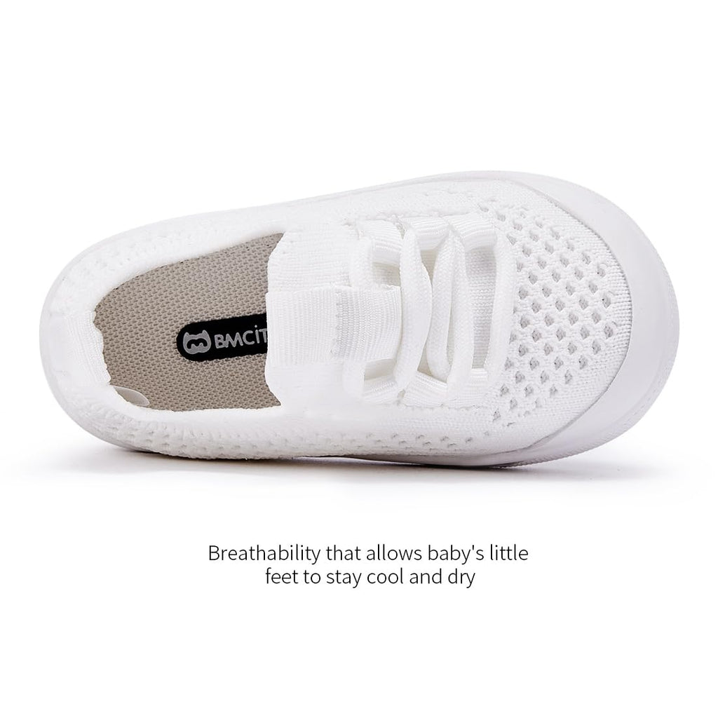 BMCiTYBM Toddler Walking Shoes Baby Boy Girl Barefoot Sneakers White Size 7