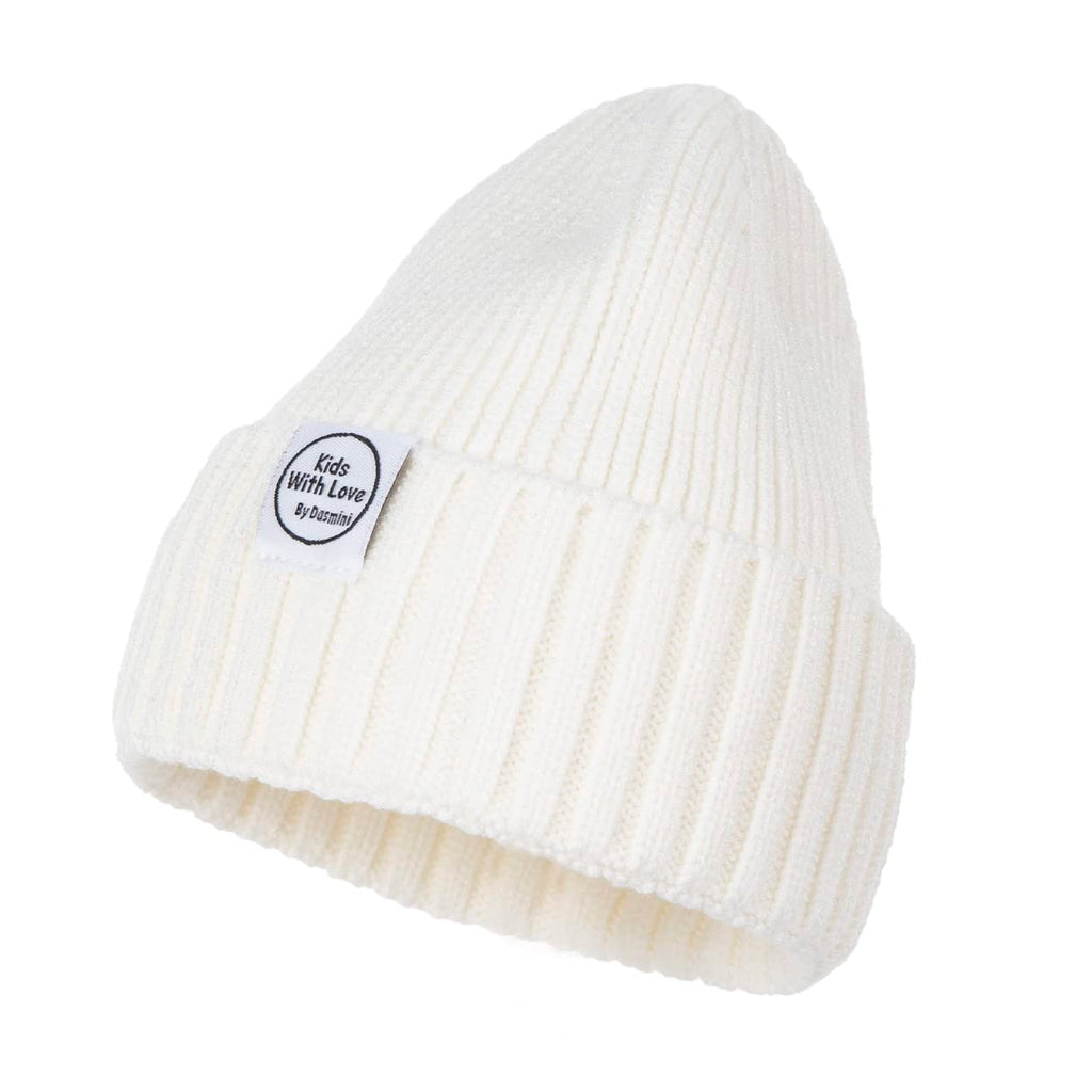 DASMINI Baby Beanie Toddler Winter Hat Infant Babies Newborn Kids Beanies Knit Hats Girl Boy (Ivory, 0-6mth)