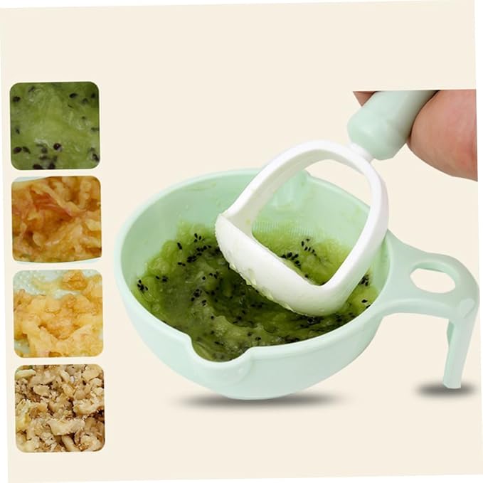Baby Food Grinder, 8 in 1 Baby Food Mill with Mash Bowl, Hand Masher, Citrus Juicer & Grater, Portable Food Masher Maker for Baby Food