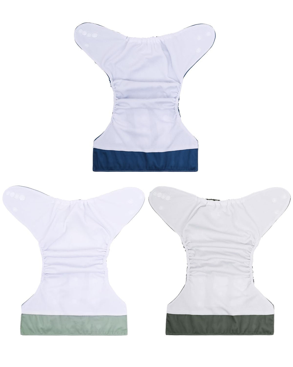 babygoal AWJ Cloth Diapers with Tummy Panel Pack of 7, 3 Diaper Cover with 3 Inserts and Wet Dry Bag, Adjustable Washable Reusable for Baby Girls and Boys