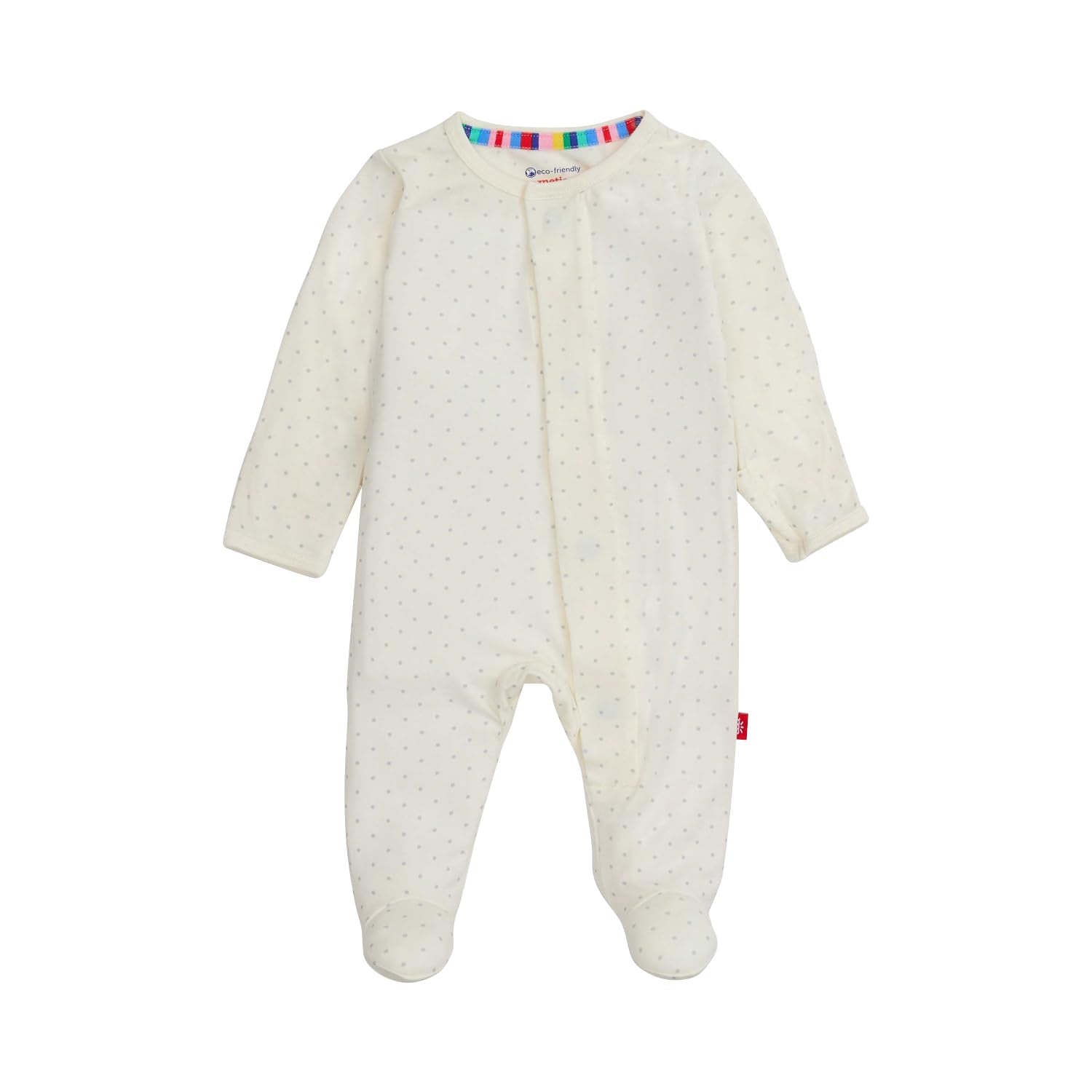 Magnetic Me Girls Modal Magnetic Baby Footie Pajamas | Silky Soft Modal Fabric | Pin Dot Cream | 3-6 Months
