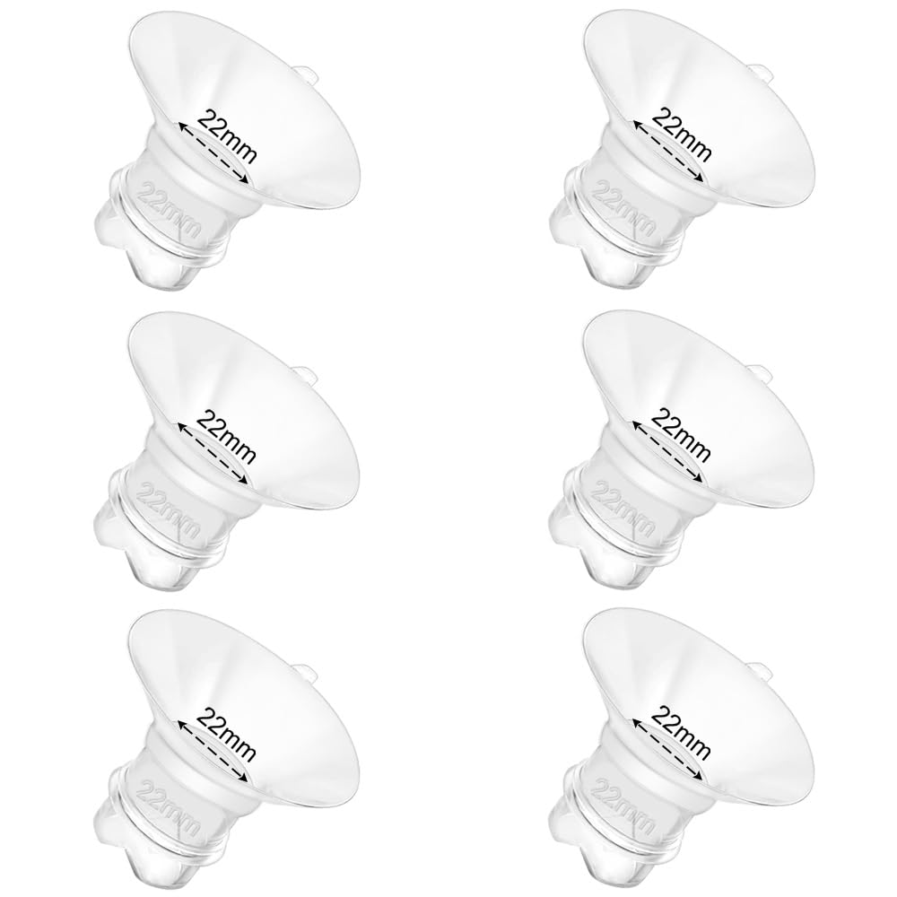 6pcs Updated Silicone Flange Insert 22mm Compatible with Momcozy/Medela/Spectra/Eufy/Lansinoh/TSRETE/Elvie/NCVI/Paruu Breast Pump, for 24mm Flange/Shield, Breastfeeding Essential Replacement Pump Part