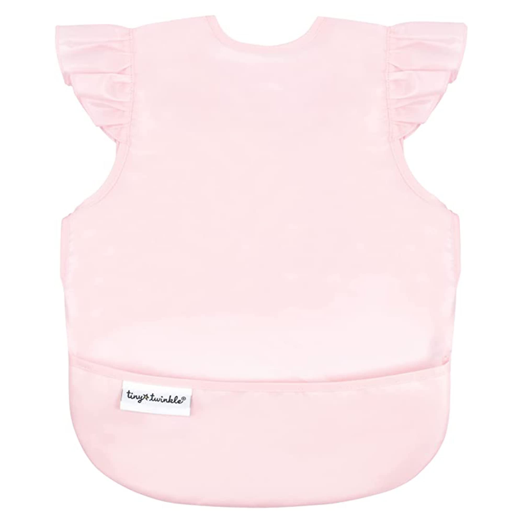 Tiny Twinkle Mess Proof Baby Bib for Girls | Waterproof Toddler Bib for Eating | Baby Apron for Feeding | Machine Washable | Perfect Shower Gift (Rose, 6–24M)
