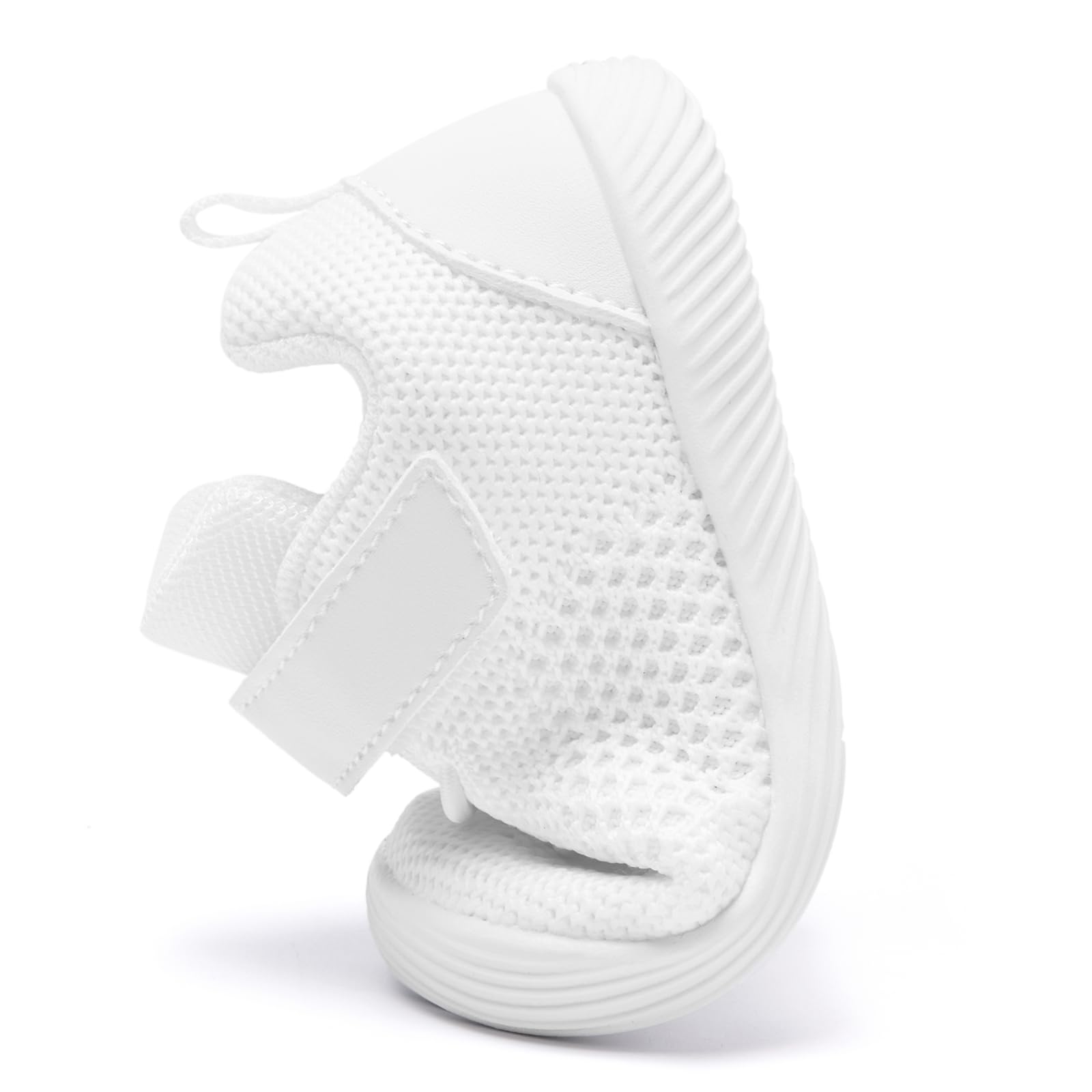 MORENDL Toddler Sneakers Baby Boys & Girls Barefoot Shoes Lightweight Breathable Walking Running Tennis Athletic Sport Shoes White 6-9Months