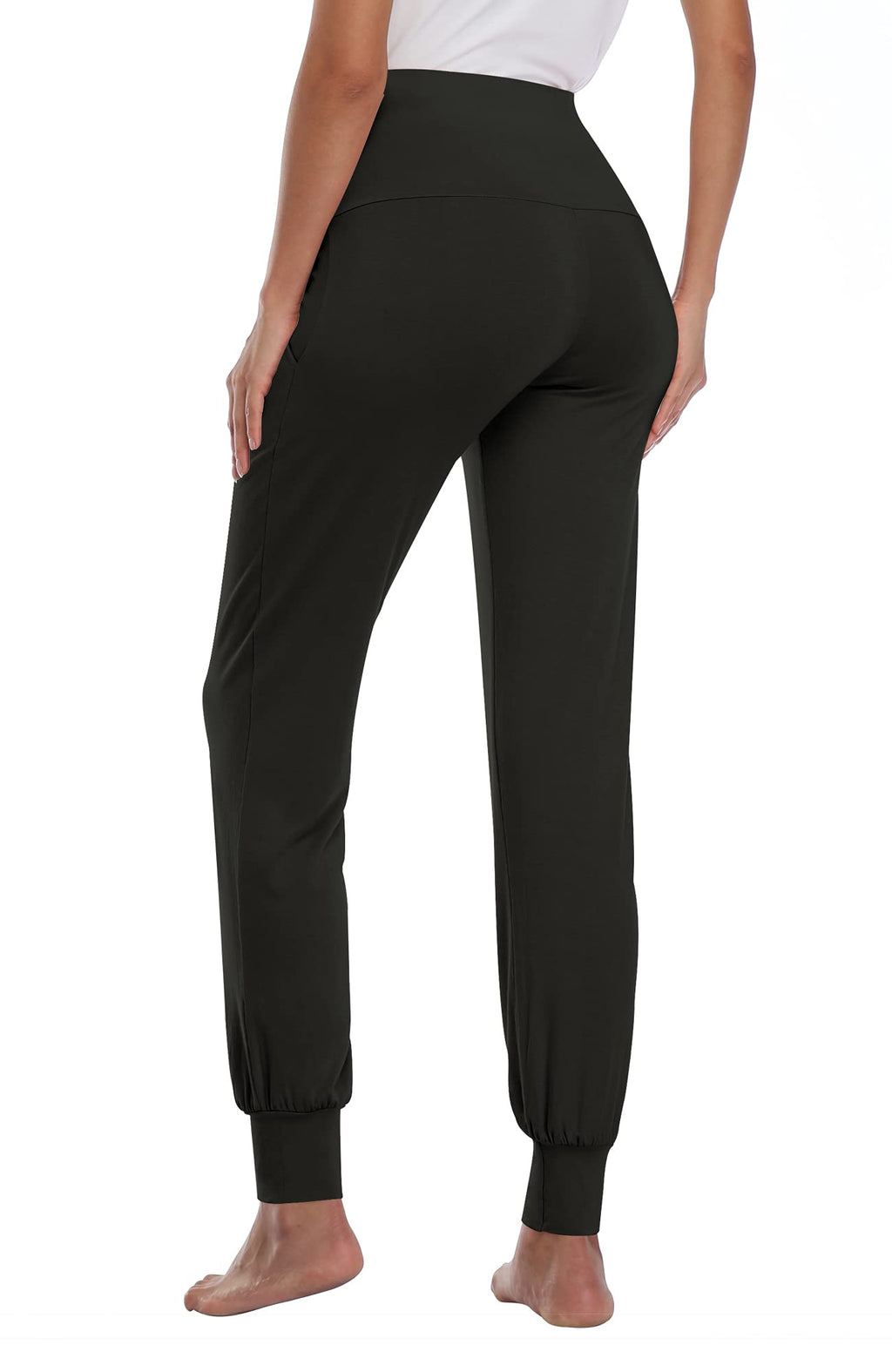 AMPOSH Women's Maternity Pants Stretchy Lounge Workout Sweatpants Casual Loose Comfy Pregnancy Joggers with Pockets(Black/Black, S)