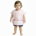 Plie Short Sleeve Waterproof Bib for Toddlers – Easy Clean Feeding Apron for Mealtime, Daycare, Self-Feeding & Messy Play, Lightweight BPA-Free Baby Bib (6–24 Months) - Pink Heart