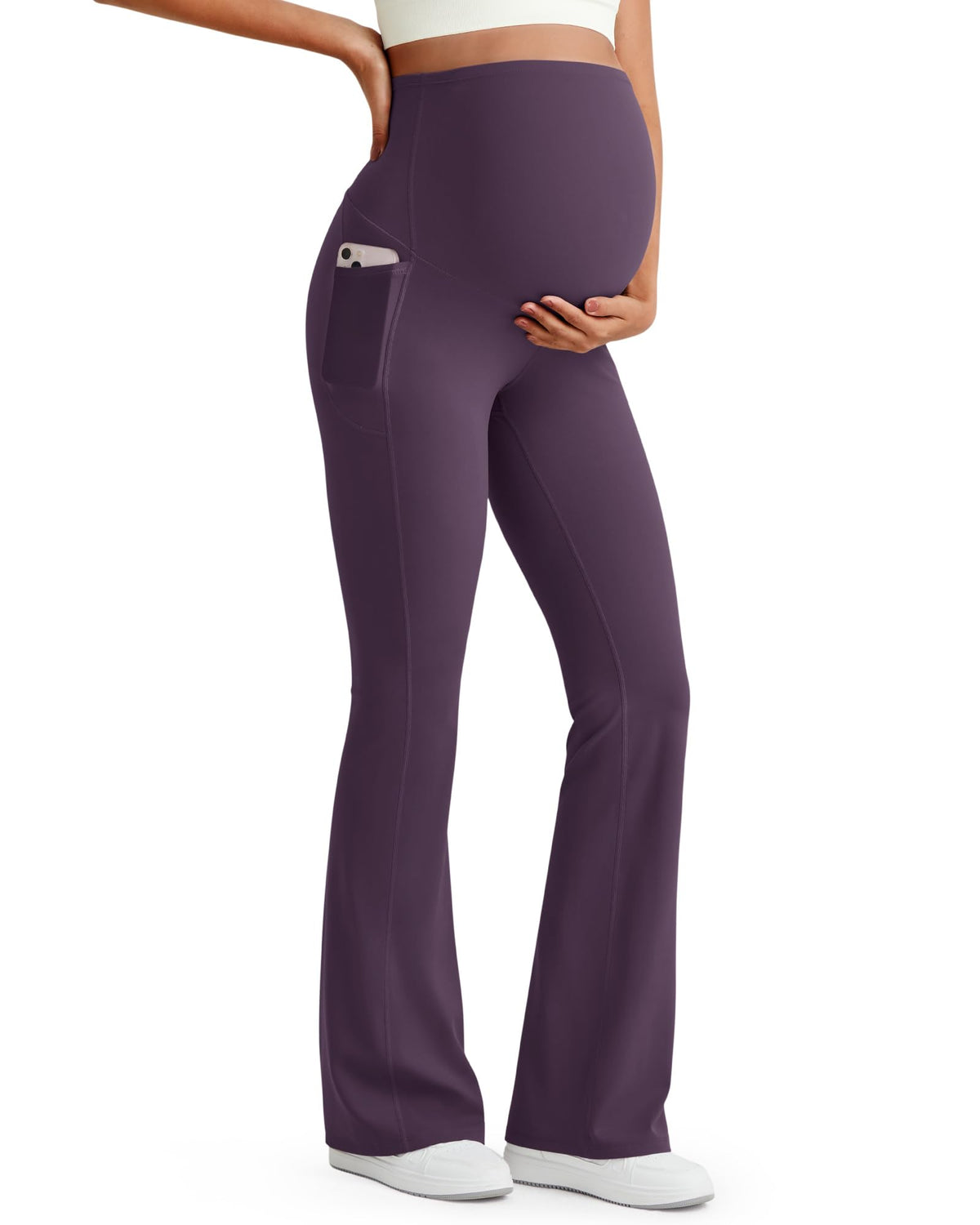 G4Free Maternity Flare Leggings Pregnancy Dress Pants Work,Black,XXL,Tall