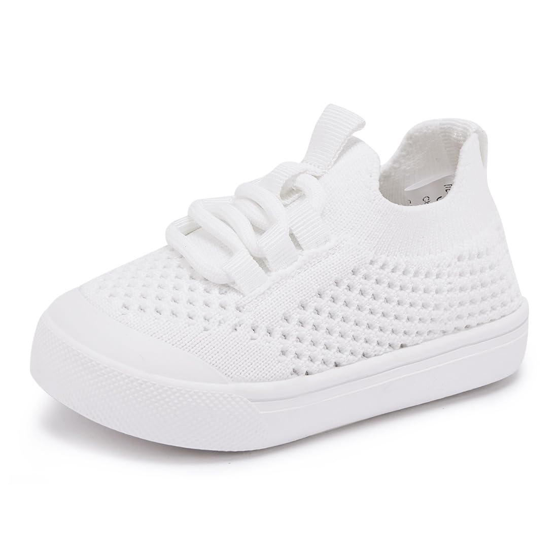 BMCiTYBM Baby Shoes Boys Girls Barefoot First Walking Shoes Breathable Mesh Walker Sneakers Tennis Outdoor Indoor Slip On 12-18 Months Toddler White Size 5 Toddler