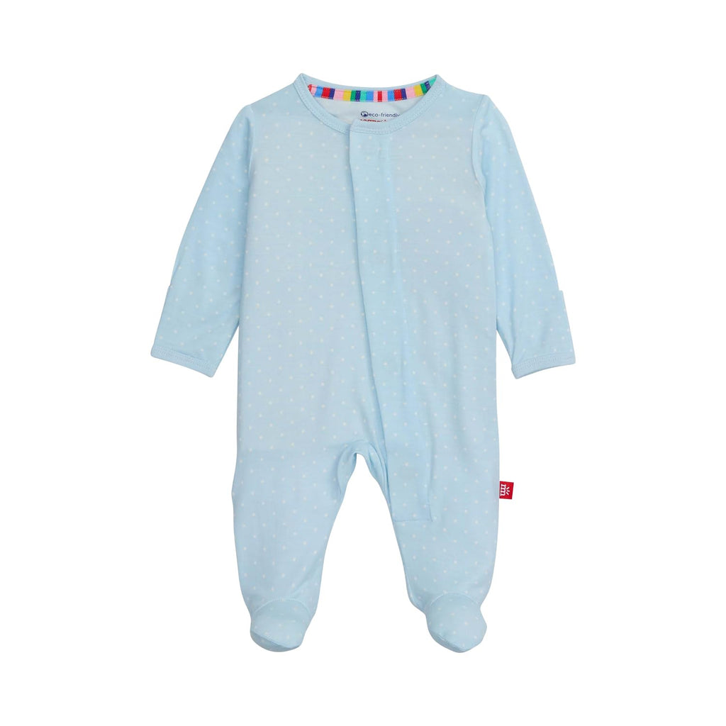 Magnetic Me Boys Modal Magnetic Baby Footie Pajamas | Silky Soft Modal Fabric | Pin Dot Blue | 3-6 Months