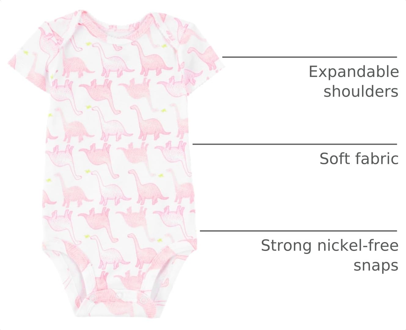 Simple Joys by Carter's Womens 6-Pack Short-Sleeve Bodysuit (Infant) Pink Dino/Floral/Mint/White/Gray 9 Months (Infant) One Size