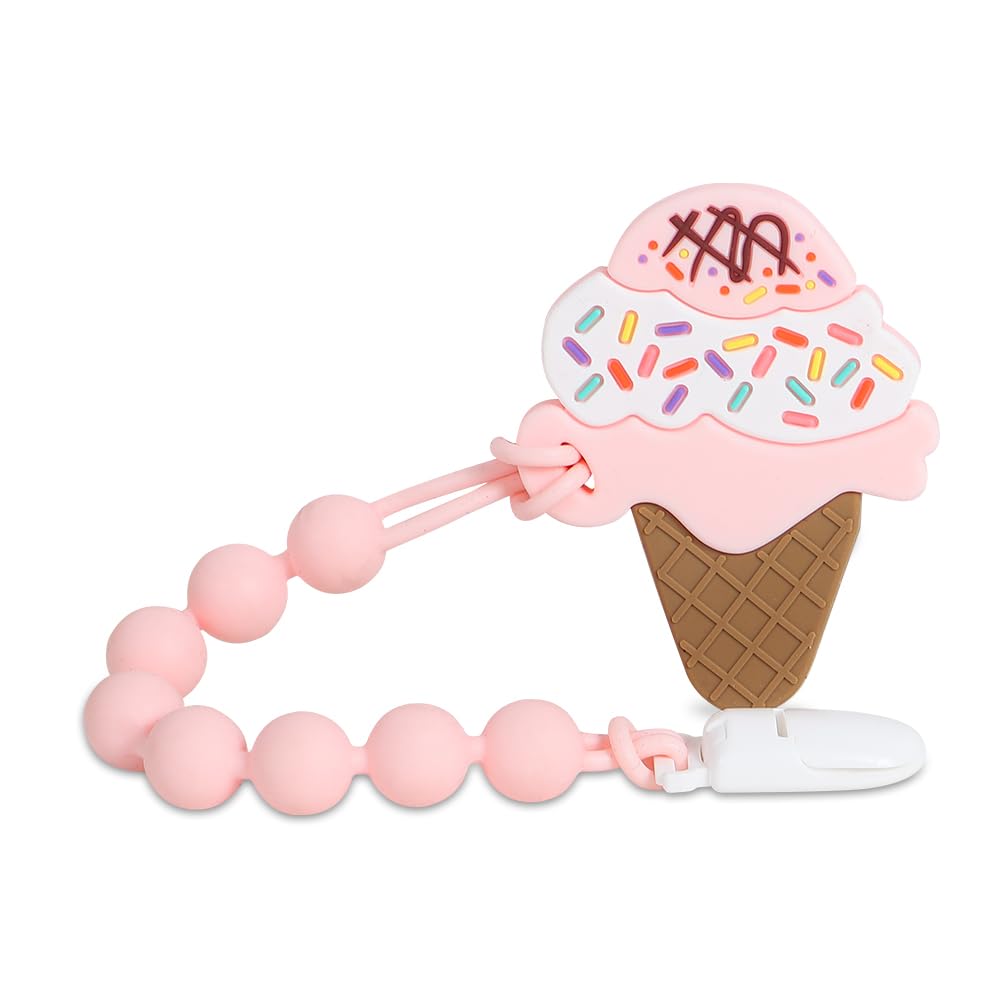 Baby Food Grade Silicone Bubble Tea Cup Teething Toys with Pacifier Clip
