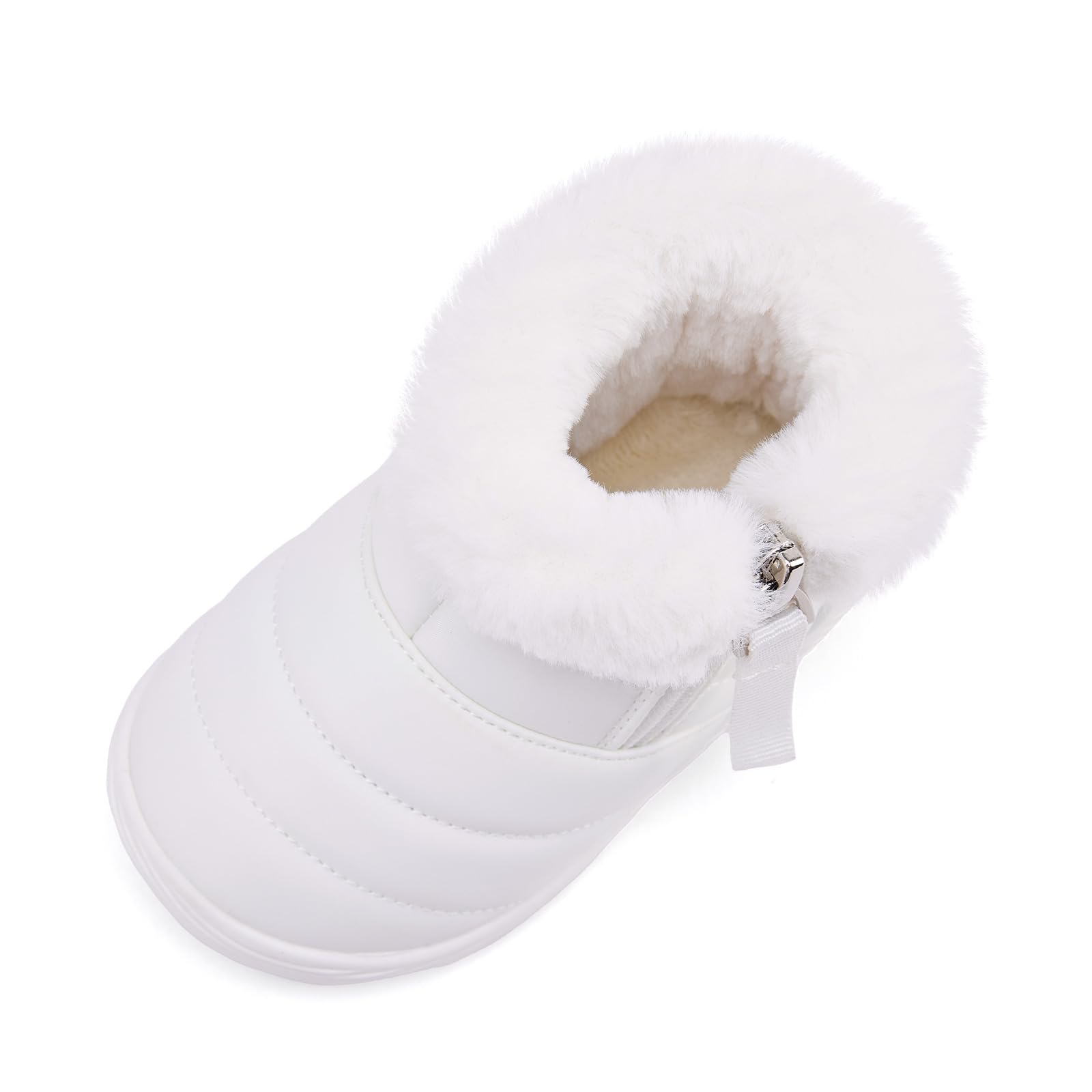 BMCiTYBM Baby Boy Girl Snow Boots Waterproof Infant Winter Warm Booties Nonslip Lightweight Outdoor Shoes for First Walkers 6 9 12 18 24 Months White Size 12-18 Months