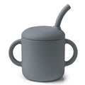 Silicone Baby Cup with Straw, Straw Cup for 6 Months+, Leak Proof, 6 fl oz (Grey)