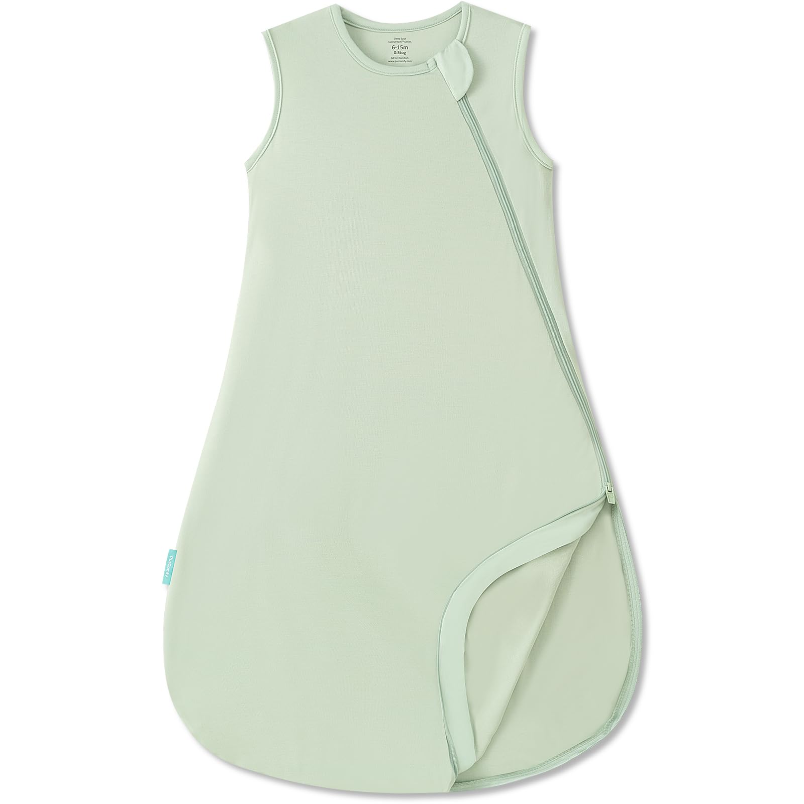 PurComfy Supersoft Sleep Sack 0.5 TOG, Bamboo Viscose, 0-3 Months, Sage