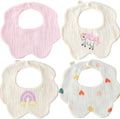 4 Pack Baby Bandana Bibs - Super Absorbent for Drooling & Teething - Soft, Flower Shape (0-24 Months)