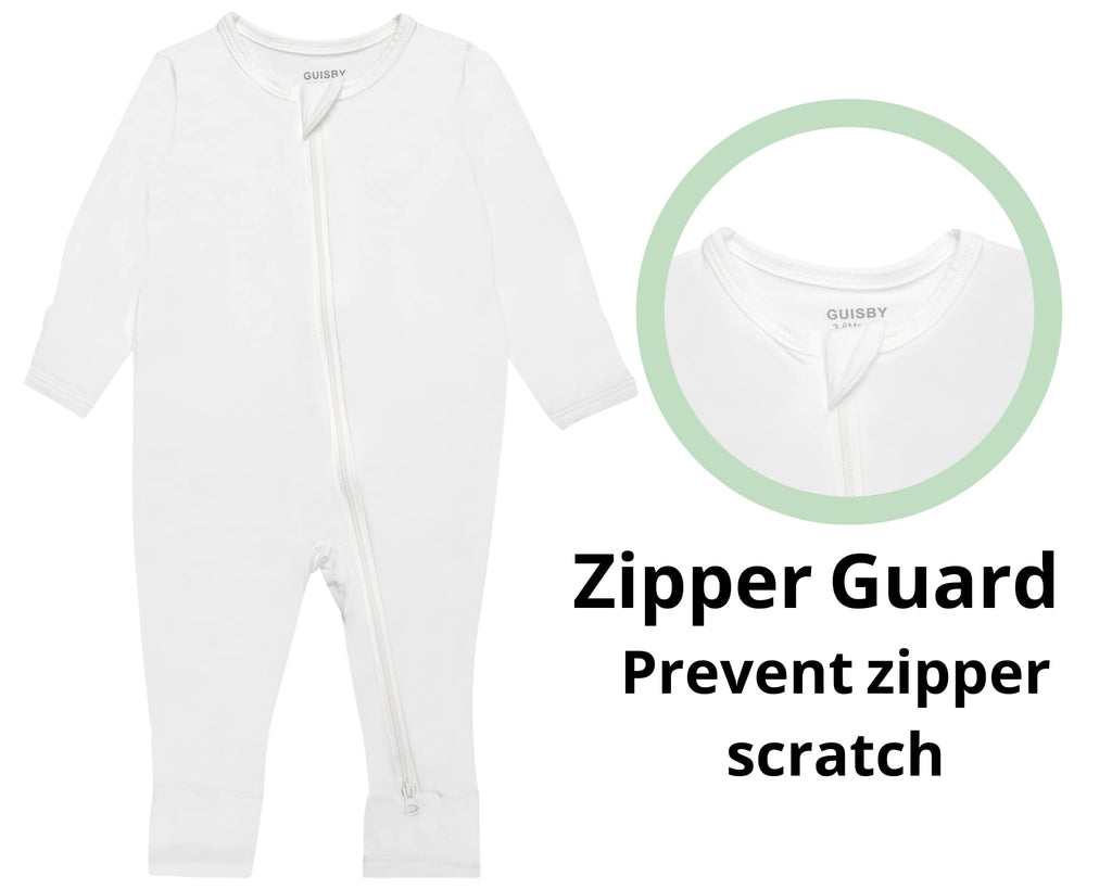 GUISBY Baby Rayon Zip Footless Rompers with Mittens, 3-Pack, 6-12M