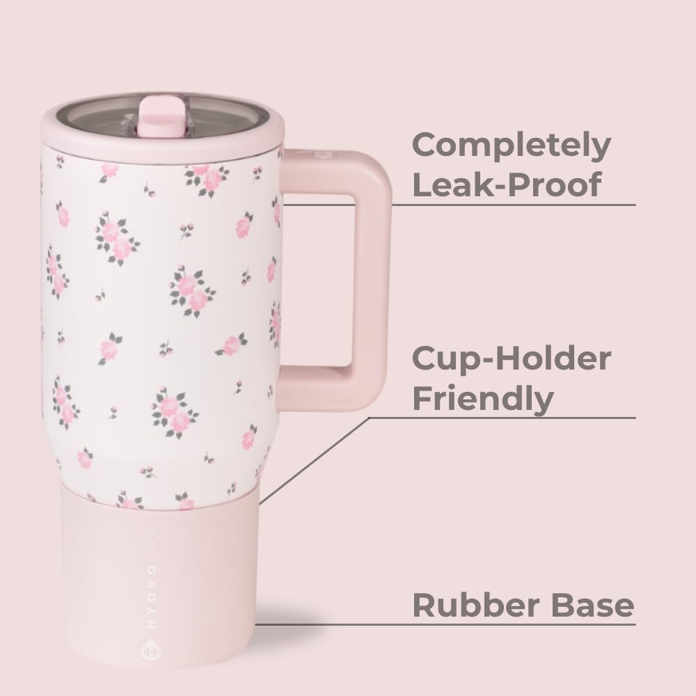 HydroJug Traveler 20oz Kids Insulated Tumbler with Handle, Wildrose