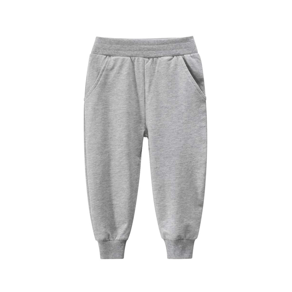 HUAER& Baby Boy's Jogger Pants Dinosaur Car Animal Print Drawstring Elastic Sweatpants 2-Pack (Gray+Black, 5T)