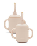 Lalo Little Cup 2-Pack, Non-Toxic Silicone Straw Cup with Handles - Baby and Toddler Sippy Cup - Mini Cup and Straw Training System, 4oz, Grapefruit