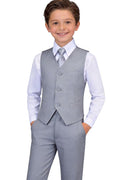 Boys Suit Kids Boy Light Gray Suit Tuxedo Outfit Vest and Pants Set Size 8