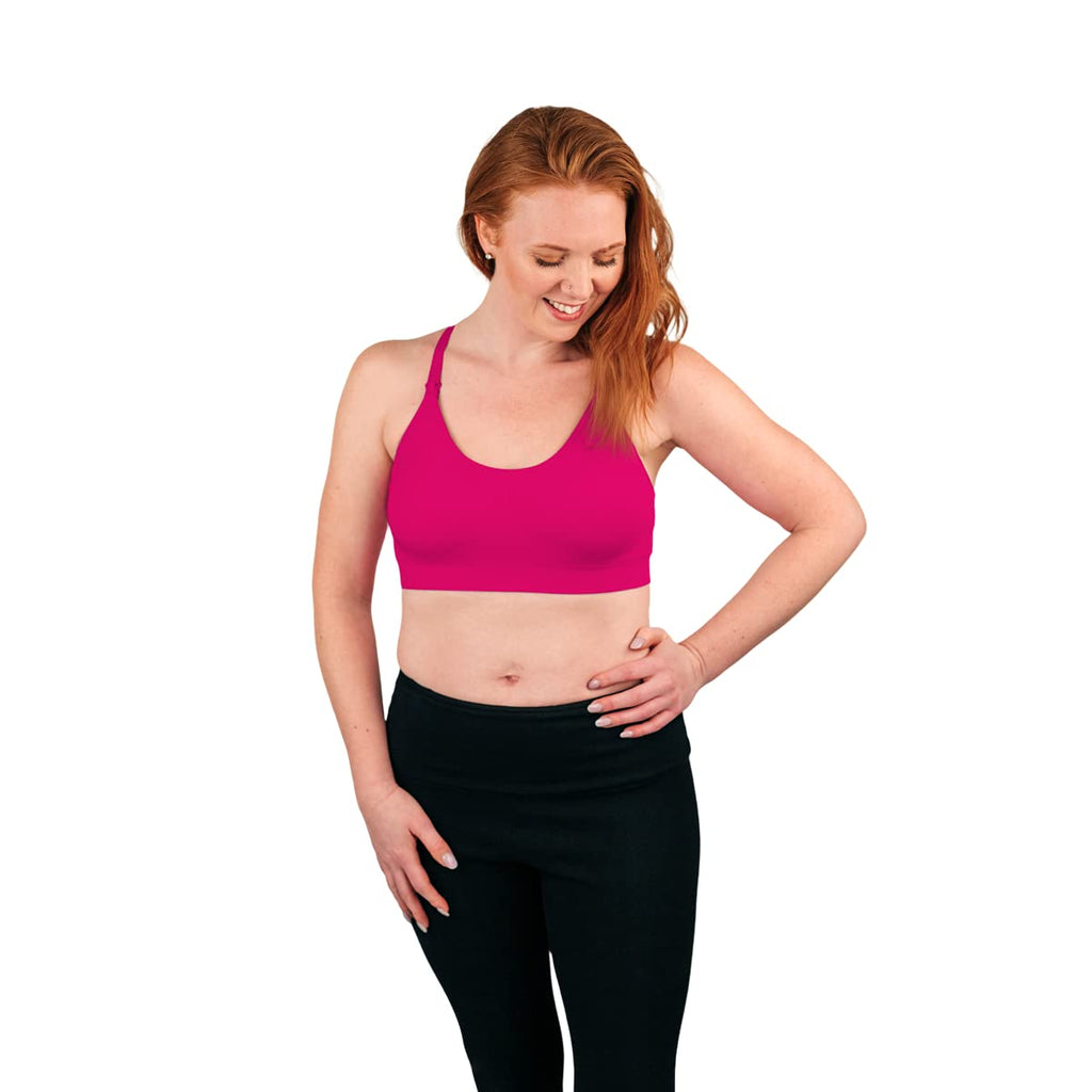 Bamboobies Yoga Nursing Bra for Breastfeeding, Drop Cups, Hibiscus, X-Large