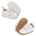 Clowora Baby Boys Girls Shoes Non-Slip Rubber Sole Sneakers Infant First Walking Toddler Crib Shoes Newborn Loafers Flats. (11/2 Pairs_Multi Color+White Heart,0-6 Months)