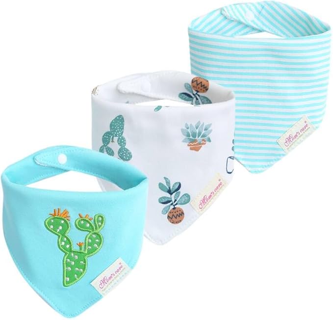 JN&LULU 3 Pack Newborn Baby Bibs Bandana Drool Bibs for Drooling Cotton Baby Gifts (Moon Star)
