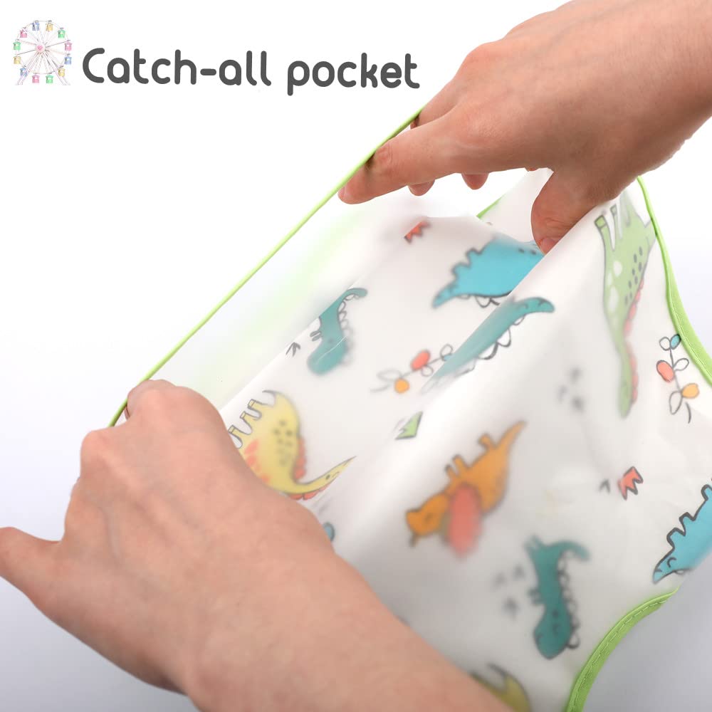 norinori Baby bibs Waterproof Toddler bib - Feeding bib with Pocket for Infant Boy Girl Washable 6-42M