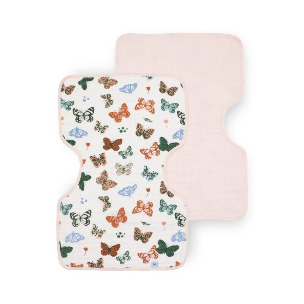 Little Unicorn Ultra-Absorbent Premium Burp Cloth 2 Pack | Soft on Baby's Skin | Larger Size | Ergonomic Design | Set of 2 (Porposie)