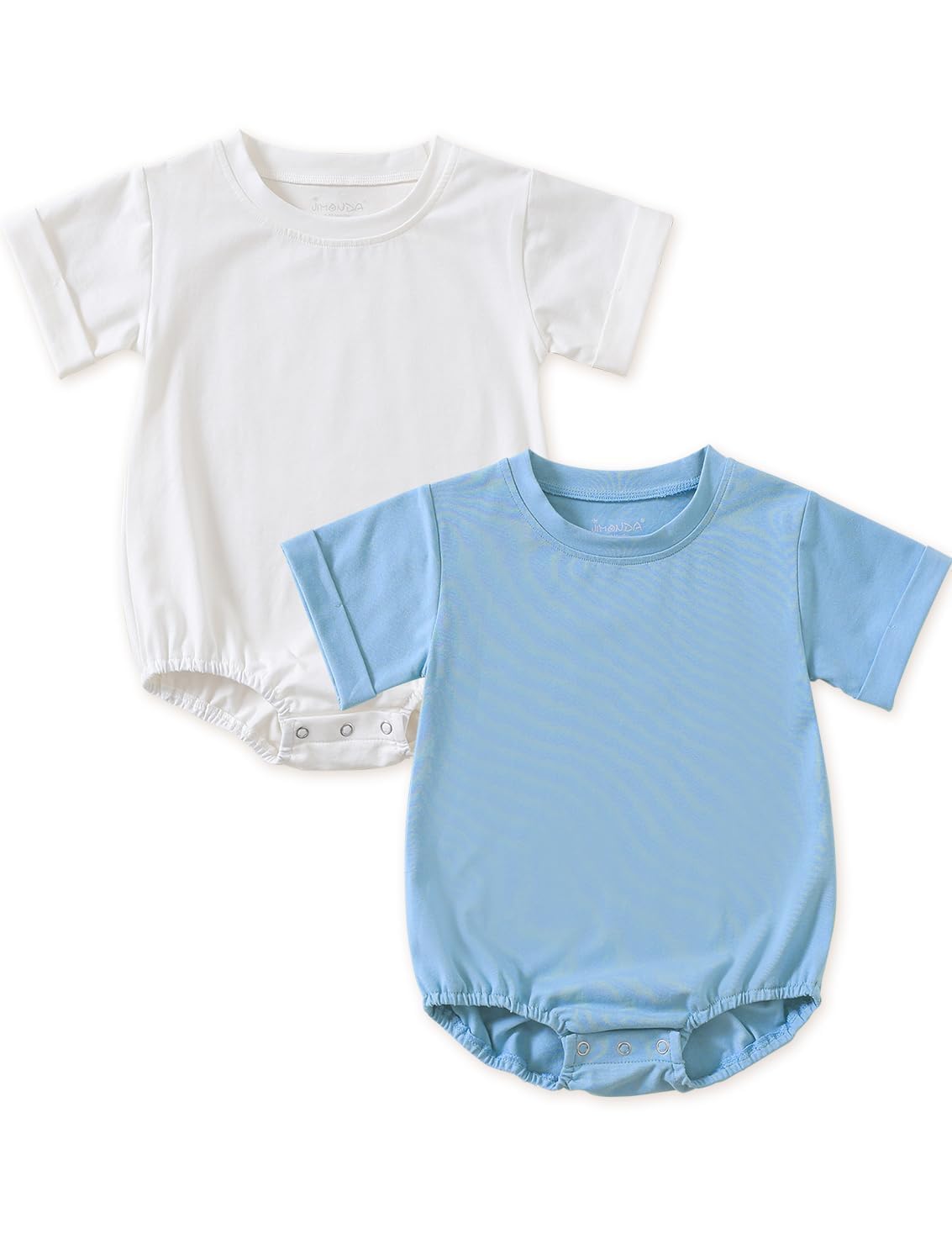Jimonda Baby Bubble Rompers Boy Girl Cotton Shirt Clothes（White green，3-6M）