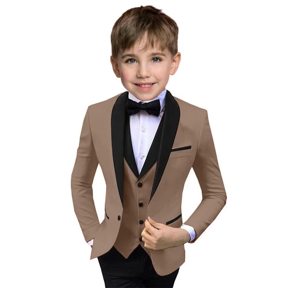 Boys Suit 3 Piece Ring Bearer Suit Kids Formal Jacket Vest Pants Suits Wedding Outfit for Party Prom Tuxedos-Purple-7