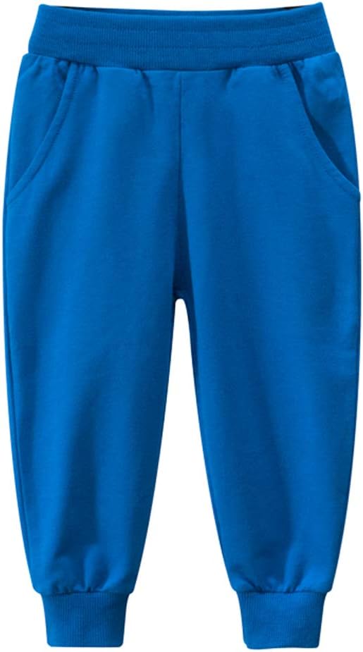 HUAER& Baby Boy's Jogger Pants Dinosaur Car Animal Print Drawstring Elastic Sweatpants 2-Pack