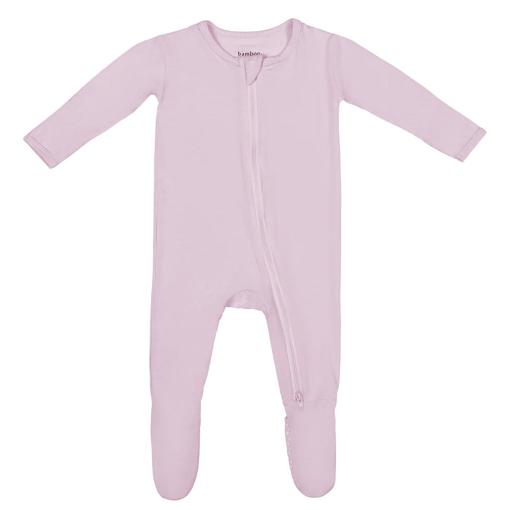 Bamboo Little Soft Baby Footie Pajamas, Baby Clothes, Newborn Sleepers, 95% Viscose and 5% Spandex, Lush Lavender, 12-18 Months