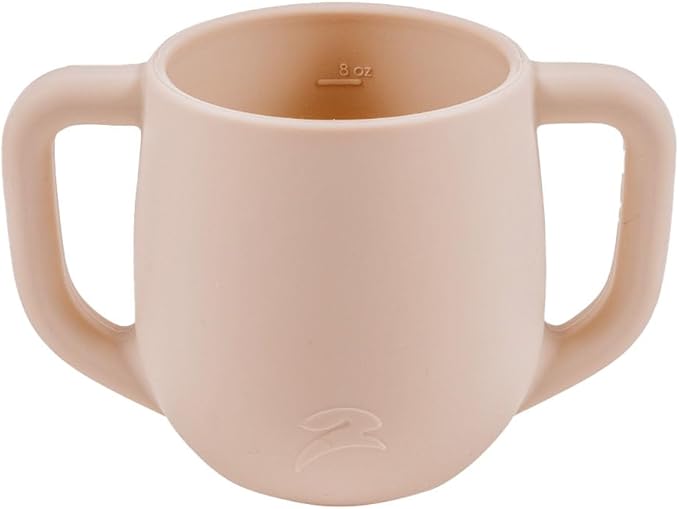 3-in-1 Silicone Training Cup with Straw & Lid - Baby Led Weaning Transition Sippy Cups for 6+ Month Old - Spill Proof Training Cup for Baby - BPA-Free Transition Sippy Cups (Soft Beige)