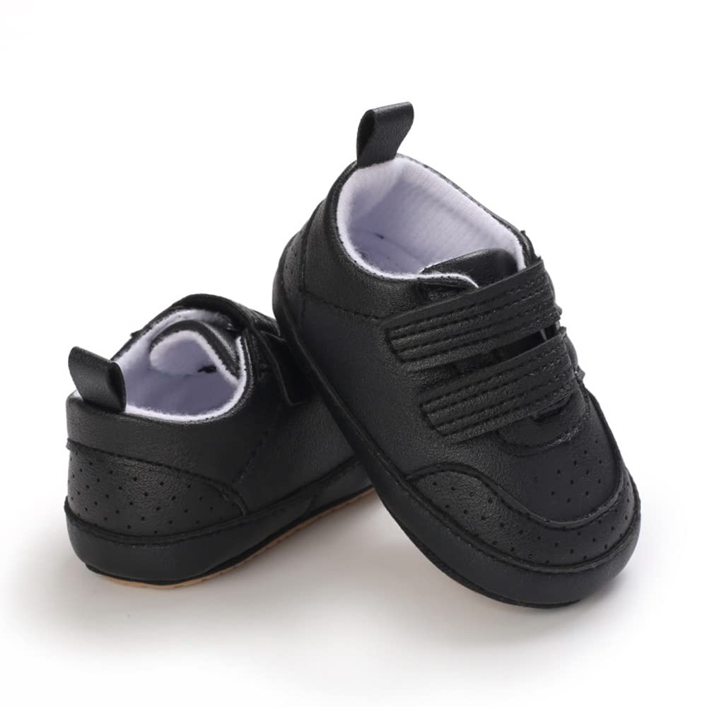 Clowora Baby Boys Girls Shoes Non-Slip Rubber Sole Sneakers Infant First Walking Toddler Crib Shoes Newborn Loafers Flats. (08/Black,0-6 Months)