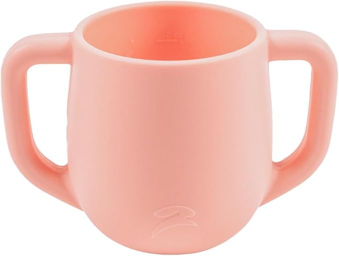 3-in-1 Silicone Training Cup with Straw & Lid - Baby Led Weaning Transition Sippy Cups for 6+ Month Old - Spill Proof Training Cup for Baby - BPA-Free Transition Sippy Cups (Candy Peach)