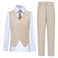 Boys Suit Vest Set Formal Suits Wedding Outfit, Light Champagne, Size 8
