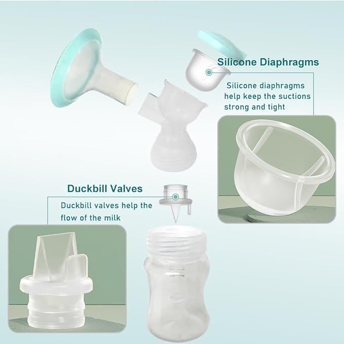 4pcs Duckbill Valves and 2pcs Silicone Diaphragm Compatible with Zomee Z1/Z2/BabyBuddha/NCVI 8782/8780/Motif Twist Breast Pump Replacement Pump Accessories