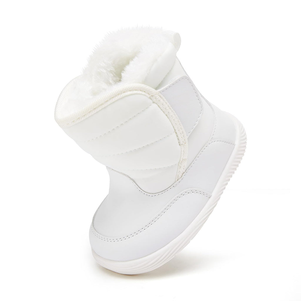BMCiTYBM Baby Waterproof Snow Boots Infant Boy Girl Winter Booties Nonslip Lightweight Outdoor Warm Shoes for First Walkers 6 9 12 18 24 Months White Size 6-12 Months Infant