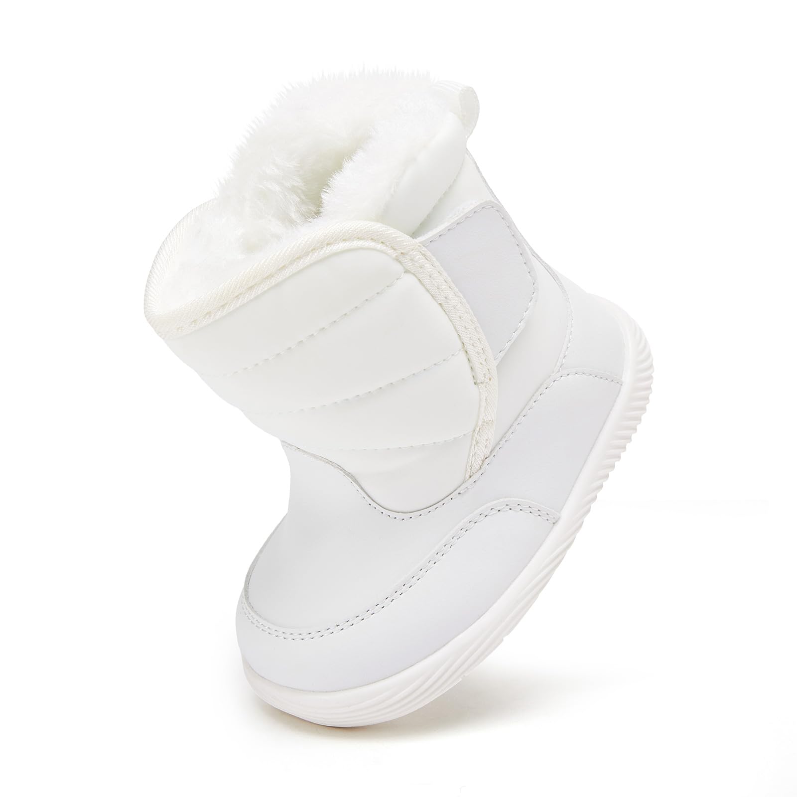 BMCiTYBM Baby Waterproof Snow Boots Infant Boy Girl Winter Booties Nonslip Lightweight Outdoor Warm Shoes for First Walkers 6 9 12 18 24 Months White Size 6-12 Months Infant