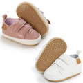 eitwo 2Pairs Baby Shoes,Boys Girls Non-Slip Rubber Sole Sneakers,Unisex Infant Soft Lightweight First Walking Crib Shoes (2Pairs_White+Pink,3-6 Months)