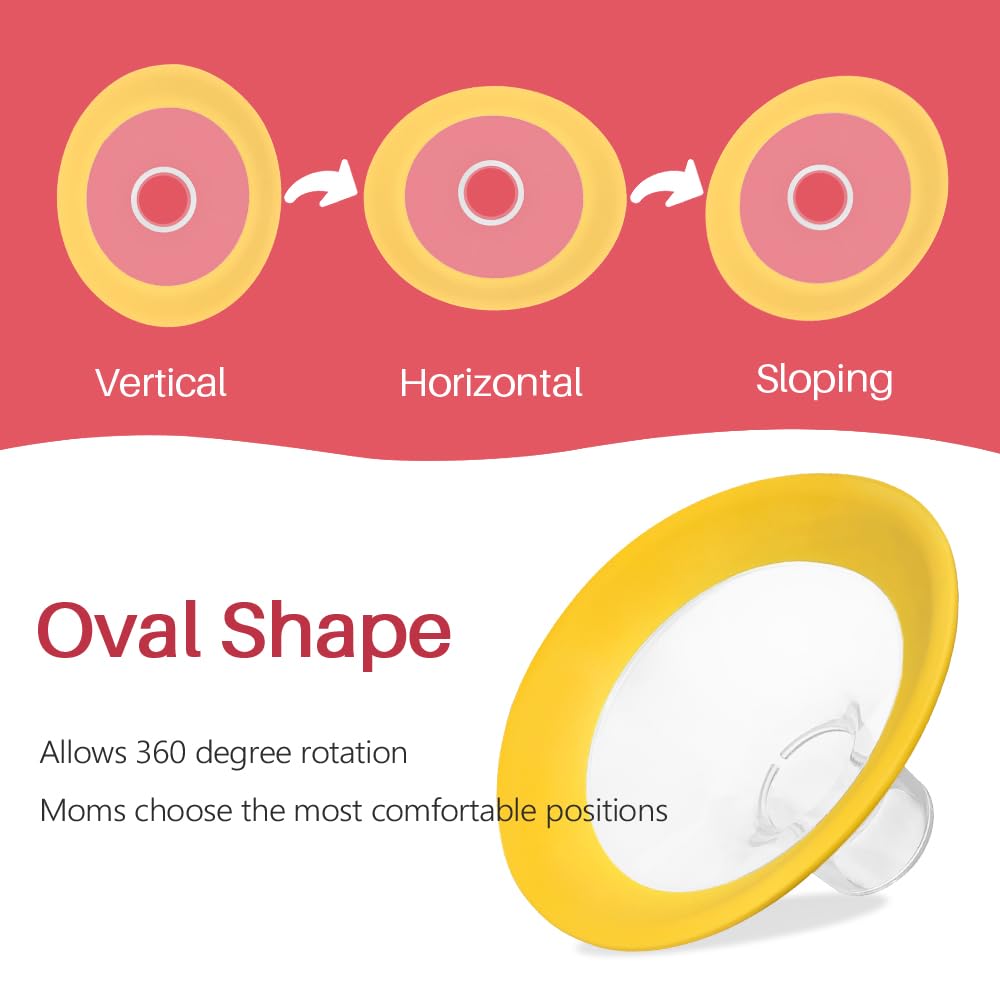 24 mm Oval Flanges Shields Compatible with Medela Pumps, Replacement Parts for Pump in Style, Symphony, Swing Maxi, Harmony and Personalfit Flex–Breast Pump Accessories
