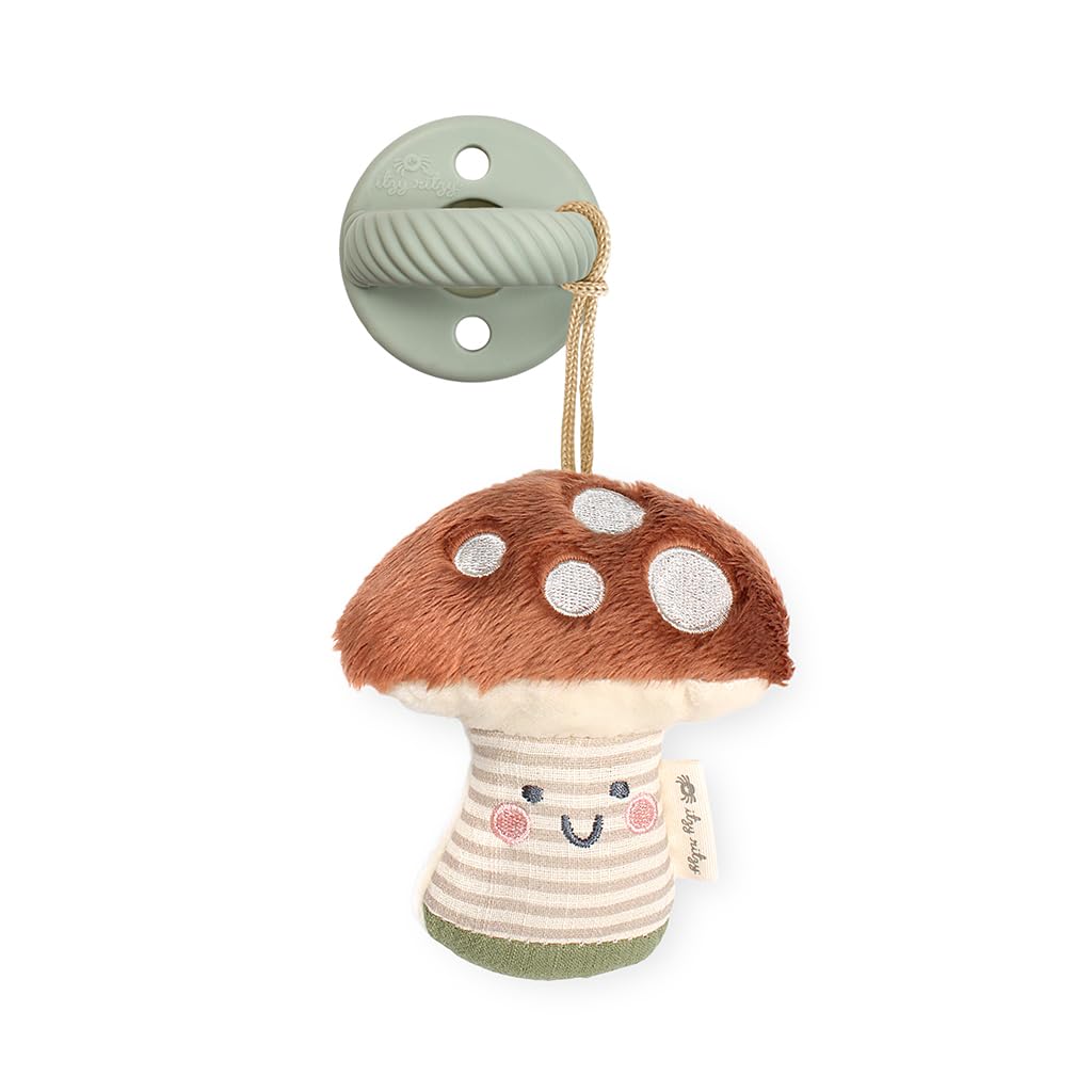 Itzy Ritzy Pacifier & Lovey Set, Silicone Binky w/Stuffed Animal, Mushroom