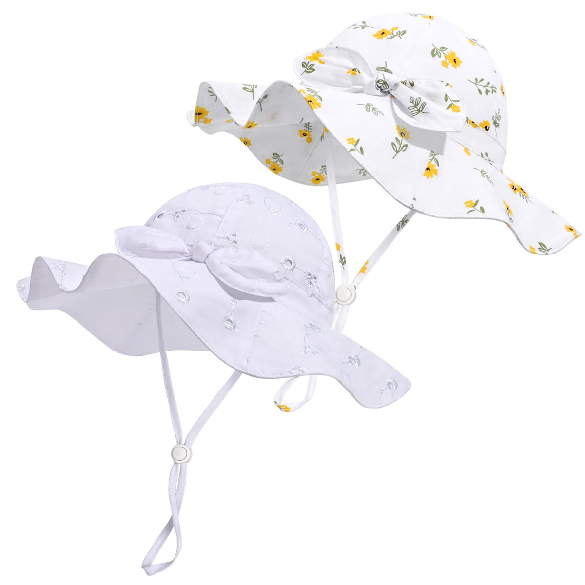 Baby Girl Sun Hat with UPF 50+ Outdoor Adjustable Beach Hat with Wide Brim Bucket Hats (0-6 Months)
