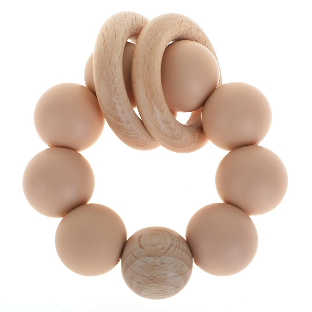 Silicone Baby Teether, Food Grade Silicone & Beech Baby Teething Toy, BPA Free (Sage)